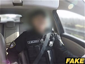 faux Cop The uniformed policemans cum makes her late