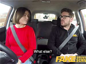 faux Driving college Jealous learner with great boobs